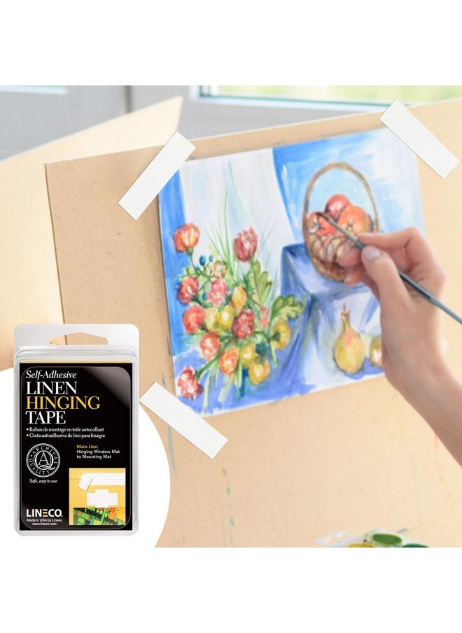 Lineco Selfadhesive Linen Hinging Tape Attaching Mats To Backboard Hinging Heavy Artwork Nonyellowing Strong Neutral Ph Acrylic Adhesive. Acidfree White Linen Cloth 1.25" X 12' Pack Of 1  - Image 5