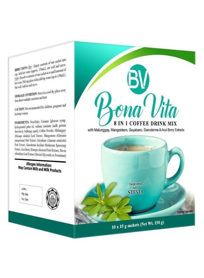 BV Bona Vita 8-in-1 Superfood Coffee Drink with Soursop, Moringa, Mangosteen, Guyabano, Acai Berry & Ganoderma | 100% All Natural Energy Booster, Immune Support, Antioxidant Rich | Vegan & Non-GMO - Image 1