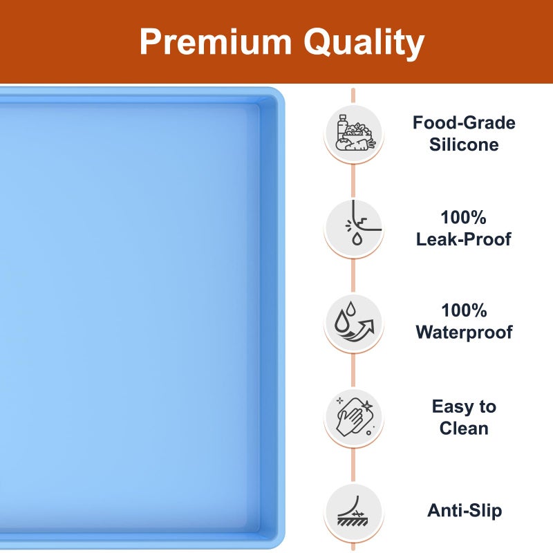 ukeetap Extra Thick Silicone Mat Waterproof with Raised Edge 34" x 22", Under Sink Mat for Kitchen & Bathroom, Kitchen Cabinet Liner, Multi-Purpose for Storage & Protection, Blue - Image 2