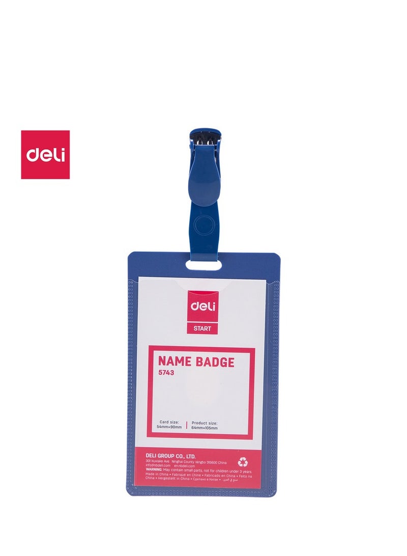 Deli E5743 PP Name Badge with Clip - Blue Card, Pack of 50 - Perfect for Events, Offices & Student IDs - Image 1