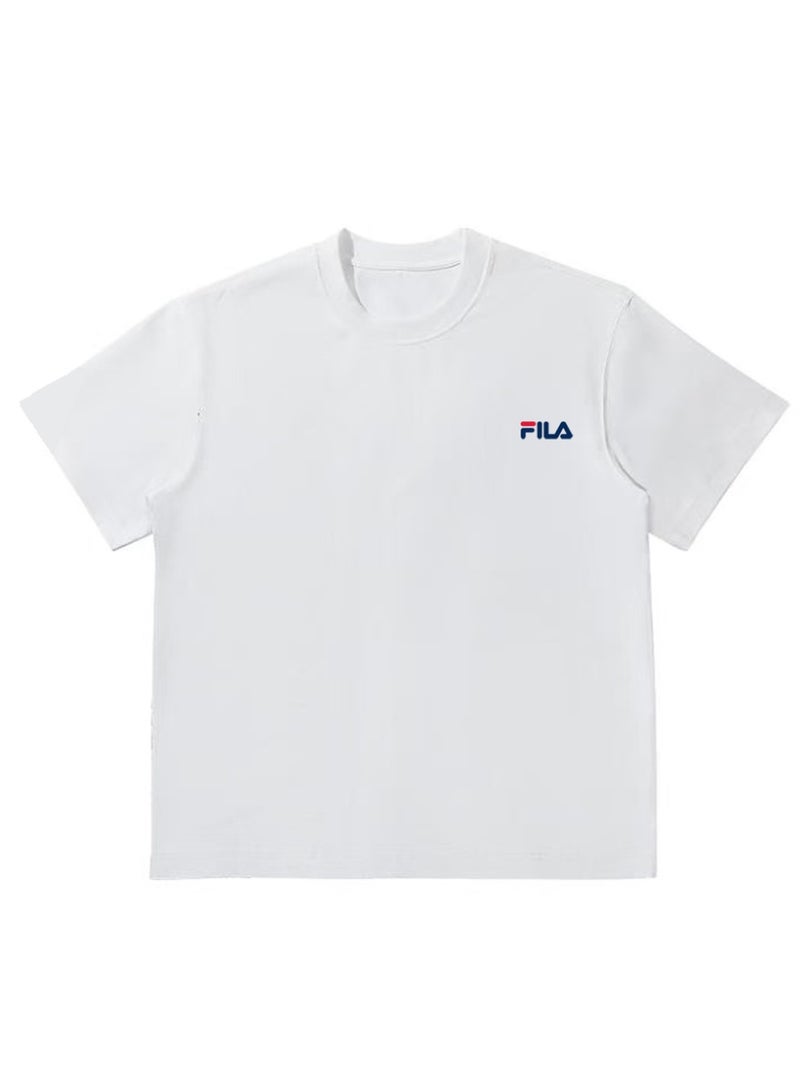 FILA classic round neck short sleeve loose shoulder cotton unisex T-shirt casual Joker top - Image 3