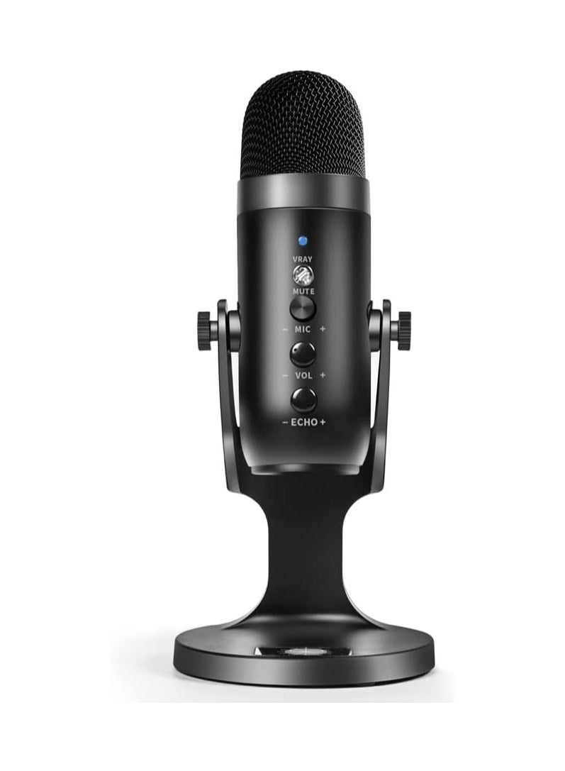 JAJEEK Gaming USB Microphone With Quick Mute For Phone Computer PC PS5 Studio Mic With Gain Control Echo And Monitor Volume Adjust For Streaming Vocal Recording ASMR Podcast Video. - Image 1
