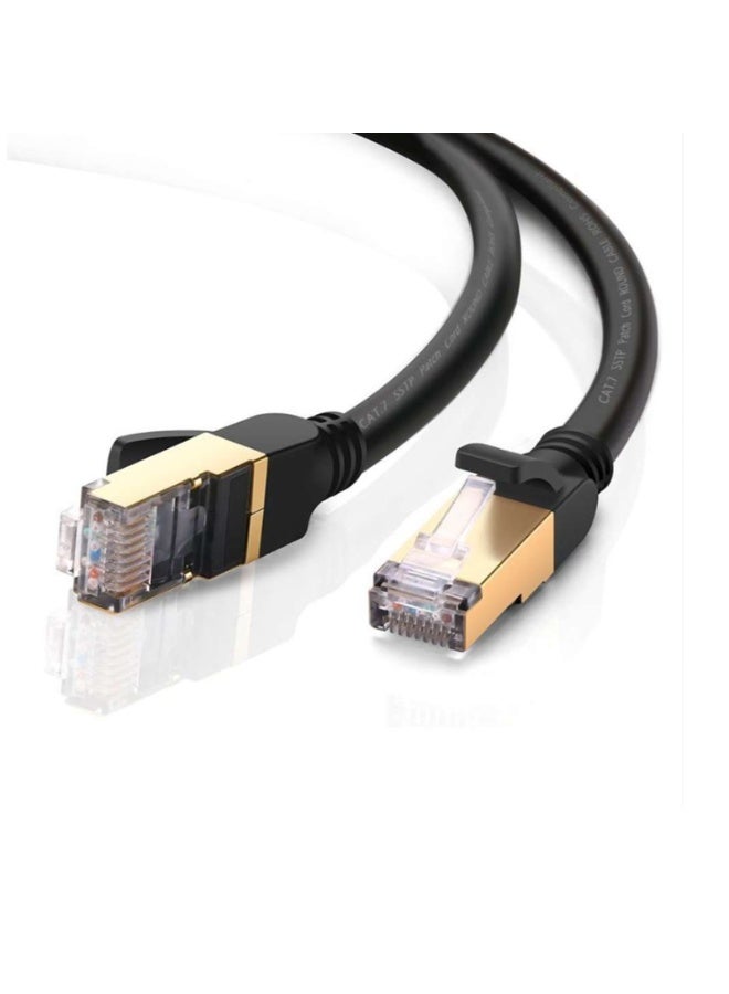 Ethernet Cable Cat7 High Speed Flat Gigabit RJ45 LAN Cable 10Gbps Shielded Internet Network Patch Cord Compatible For Gaming PS5 4 3 Xbox PC Laptop Modem Router PC 3M Black - Image 1