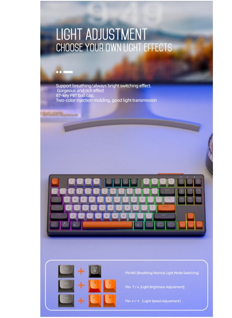 M87 Wireless Gaming Bluetooth Keyboard Rainbow Backlight Computer RGB keyboard