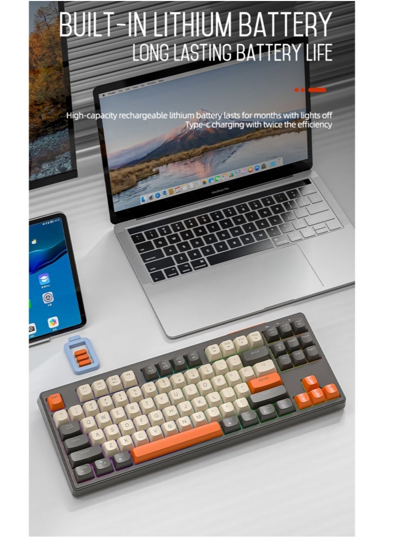 GULFLINK M87 Wireless Gaming Bluetooth Keyboard Rainbow Backlight Computer RGB keyboard  - Image 3