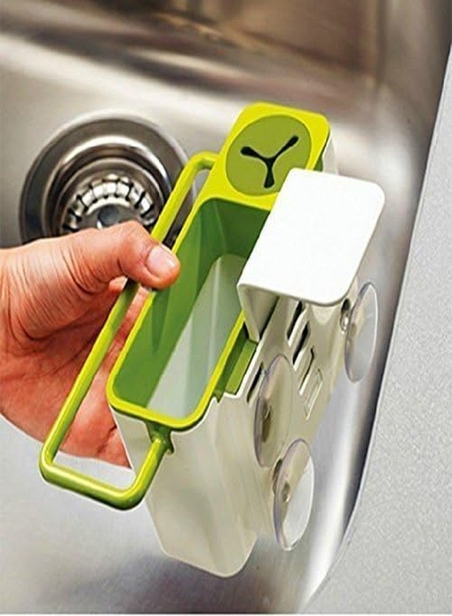 Caltero Sink AID JESOPB Tidy Self Draining Sink Caddy with Suction Cup Organizer Brush Sponge Cleaning Cloth Holder Basket - Image 2