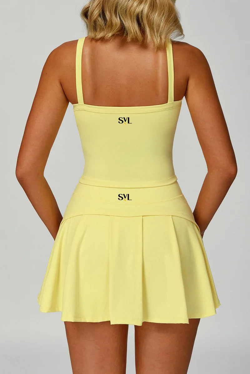 SVL Yellow Women's Padel & Tennis Top with Built-In Bra – Yellow – SVL for Women | Best Price UAE