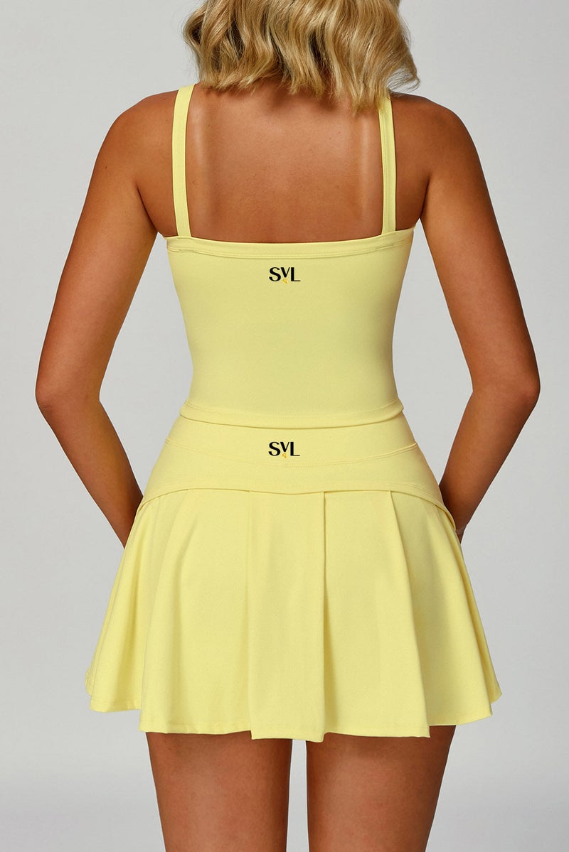 SVL Women's Padel & Tennis Top with Built-In Bra – Yellow – SVL - Image 3