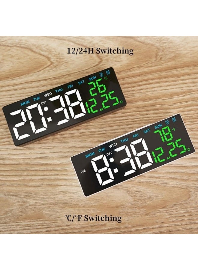 منبه رقمي LED ذكي بمنفذ USB  ومنبه مزدوج مع عرض التاريخ ودرجة الحرارة- غرفة النوم – المكتب – (اخضر) - Image 4