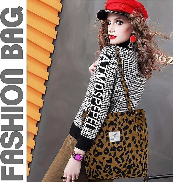 BROGBUS Casual Design Shoulder Handheld Tote Handbag for Women, Girls Canvas Jhola Bag for College Office Use (Leopard Color) - Image 4