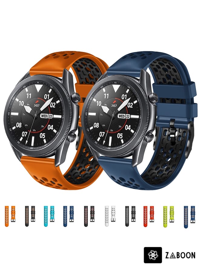 Zaboon Samsung Galaxy Watch 46mm 22mm Two-Color Breathable Silicone Watch Band - Image 3