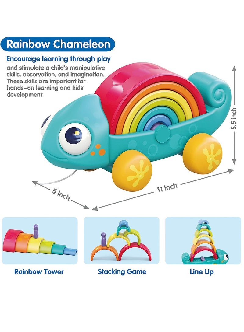BAYBEE Creative And Learning Educational Toys Rainbow Stacker Toy - Crawling Toys - Push and Pull Baby Toys - Toddler Toy Gifts for 1 2 3 4 Years old Children / Boys / Girls 27x14x12cm - Image 2