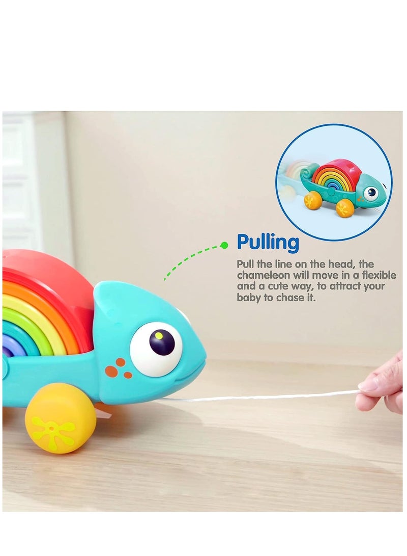 BAYBEE Creative And Learning Educational Toys Rainbow Stacker Toy - Crawling Toys - Push and Pull Baby Toys - Toddler Toy Gifts for 1 2 3 4 Years old Children / Boys / Girls 27x14x12cm - Image 3