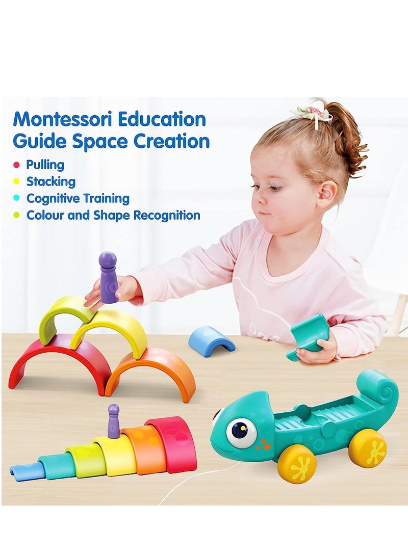 BAYBEE Creative And Learning Educational Toys Rainbow Stacker Toy - Crawling Toys - Push and Pull Baby Toys - Toddler Toy Gifts for 1 2 3 4 Years old Children / Boys / Girls 27x14x12cm - Image 5