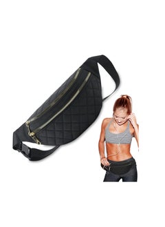 Fashionable and C ute women's waist bag, gift for teenage girls, travel hiking bicycle running mobile phone bag with all phones black