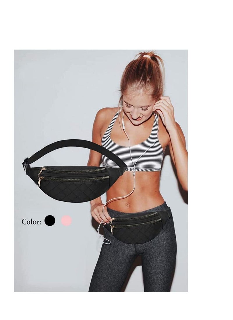 Y&D - Fashionable and C ute women's waist bag, gift for teenage girls, travel hiking bicycle running mobile phone bag with all phones black - Image 1