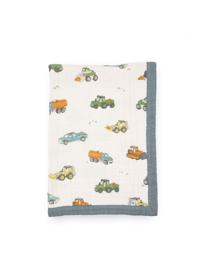 Little Unicorn Newborn Receiving Quilt | Ultra- Soft, Multi-Layered Muslin Fabric | Gift for Newborns & on-The-go (Work Trucks) - Image 1