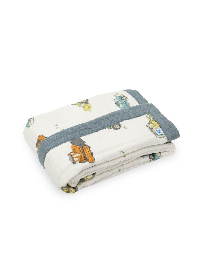 Little Unicorn Newborn Receiving Quilt | Ultra- Soft, Multi-Layered Muslin Fabric | Gift for Newborns & on-The-go (Work Trucks) - Image 2