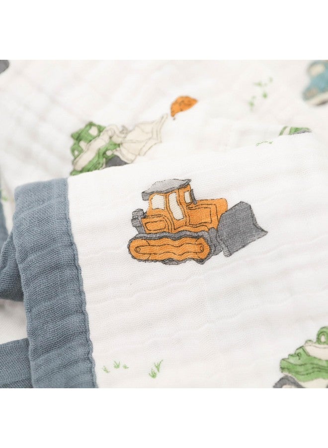 Little Unicorn Newborn Receiving Quilt | Ultra- Soft, Multi-Layered Muslin Fabric | Gift for Newborns & on-The-go (Work Trucks) - Image 3