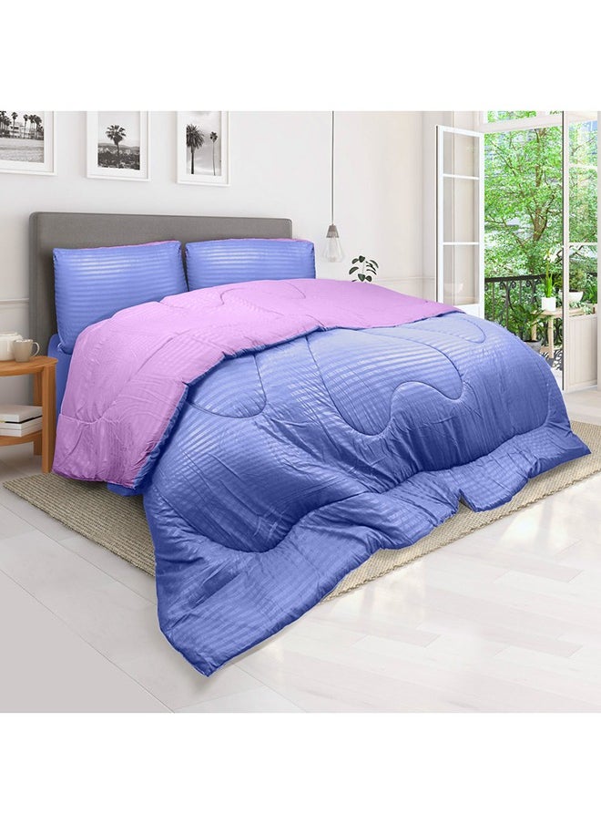 Hotel Linen Klub - Hotel Linen Klub  Reversible Down Alternative Comforter  Set -Ultra Soft Brushed Stripe Microfiber Fabric, 200GSM Soft Fibersheet Filling, Size : King  240 x 260cm , Color: Purple & Lilac - Image 1