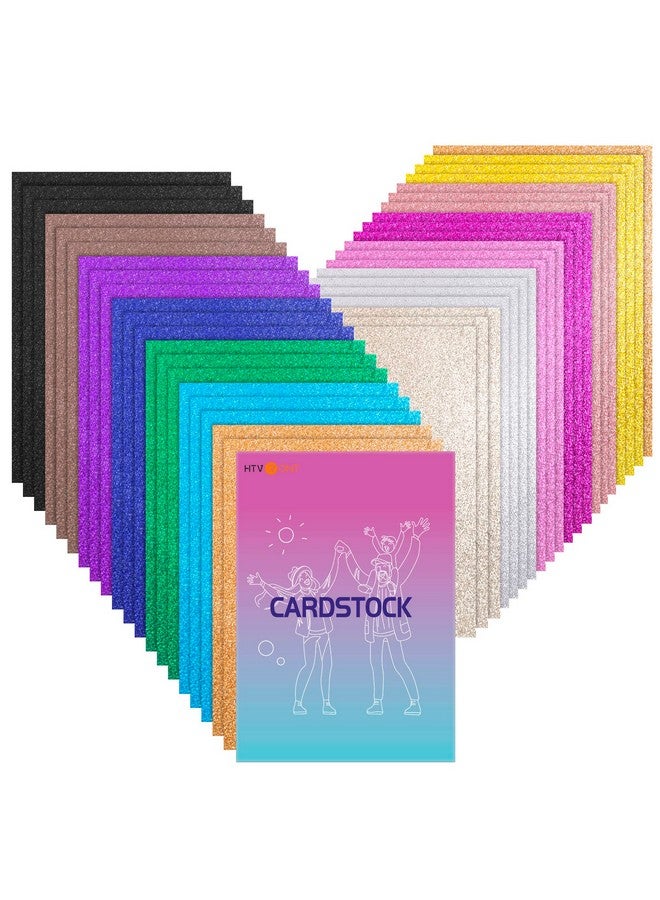 HTVRONT Glitter Cardstock Paper 40 Sheets 13 Colors Glitter Card Stock 110Lb Cover A4 Thick Cardstock Glitter Paper For Craft Birthday Scrapbook Wedding Sparkly Paper Card Making - Image 1