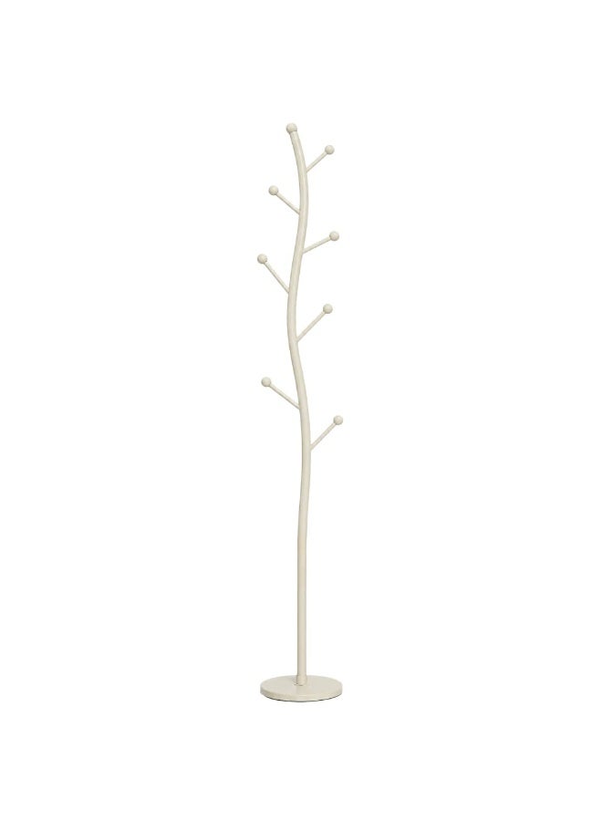 Freestanding Garment Rack Coat Tree Stand With Marble Base Metal Clothes Hanger Organizer 9 Hooks For Jackets Hats Scarves Bags Entryway Bedroom Office Storage Space Saving Furniture Home (Beige) - Image 1
