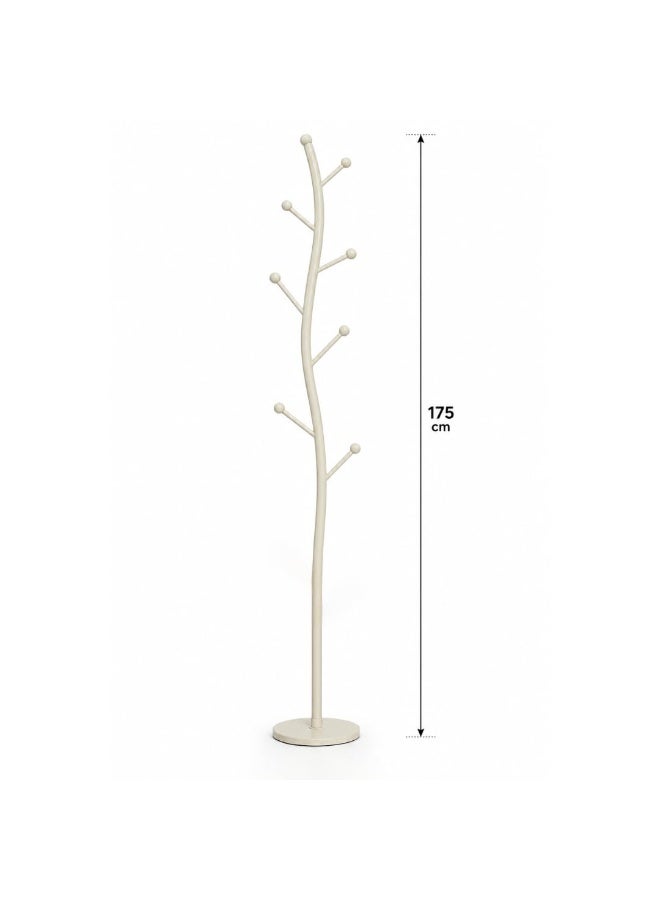 Freestanding Garment Rack Coat Tree Stand With Marble Base Metal Clothes Hanger Organizer 9 Hooks For Jackets Hats Scarves Bags Entryway Bedroom Office Storage Space Saving Furniture Home (Beige) - Image 2