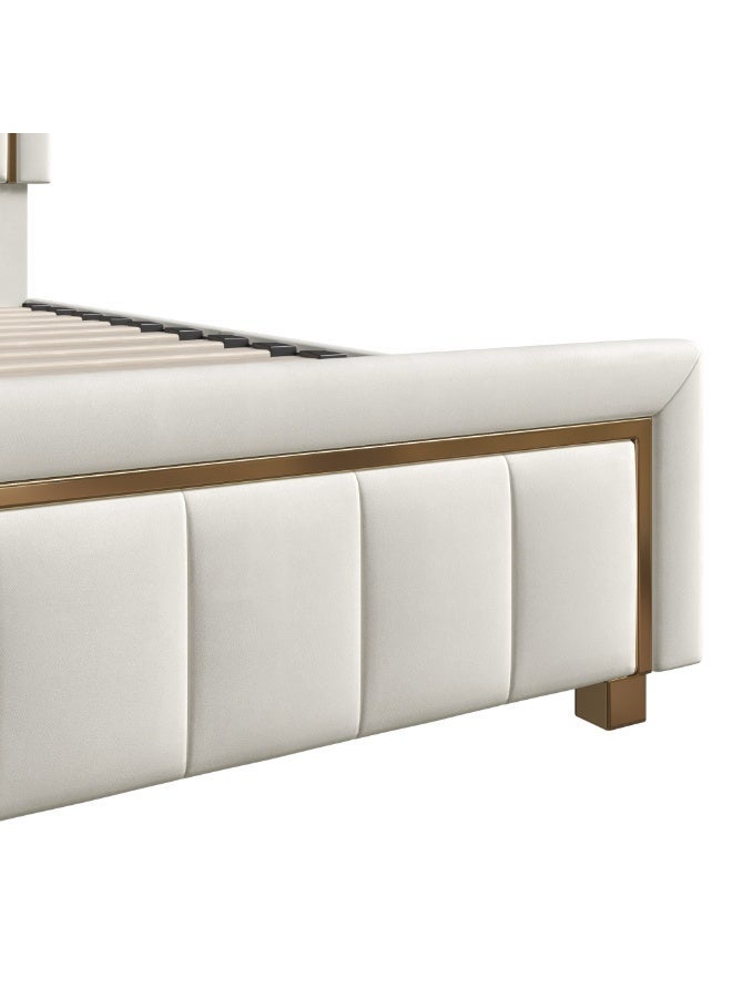 Al Zakharef Furniture Tanikia Hydraulic Storage Bed – King Size 180x200 cm – Beige – Velvet Fabric – Lift-Up Storage Base – Elegant Modern Headboard - Image 3