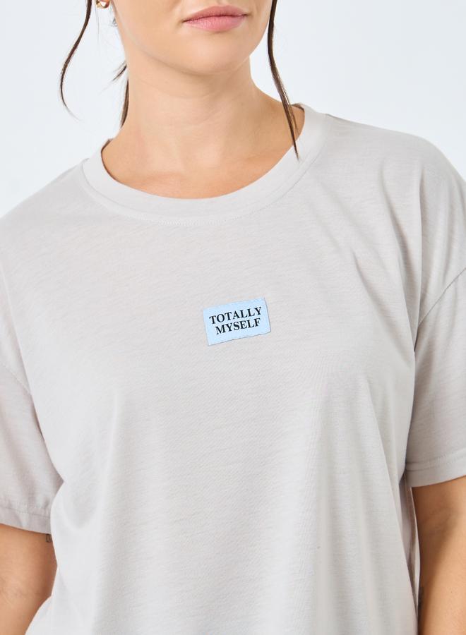 Styli Drop Shoulder Patch T-Shirt and Geo Print Pyjama Set - Image 3