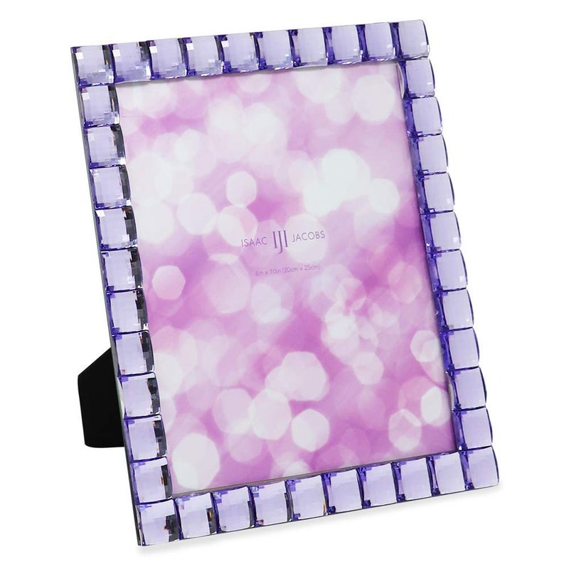 Isaac Jacobs Decorative Sparkling Light Purple Jewel Picture Frame Photo Display  Home Dcor 8x10 Light Purple - Image 1