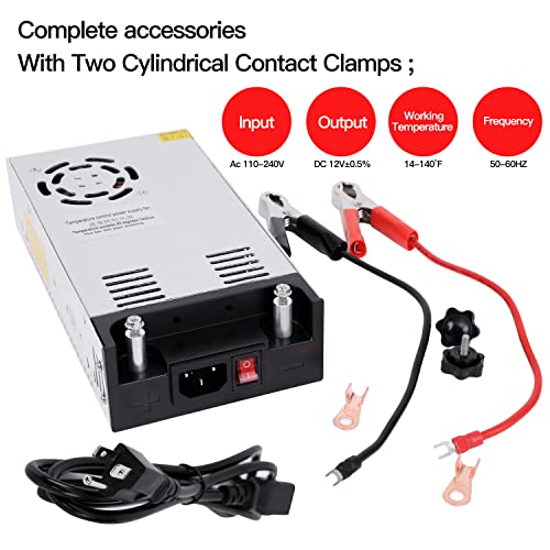 GESD High-Power SMPS 110V/220V AC to 12V DC Converter - 50A 600W Power Supply - Adjustable Switch Transformer for LED Strip, LCD Monitor CCTV, Radio/Car Stereos, 3D Printer - Includes 2 Clamp Wires - Image 4