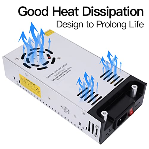 GESD High-Power SMPS 110V/220V AC to 12V DC Converter - 50A 600W Power Supply - Adjustable Switch Transformer for LED Strip, LCD Monitor CCTV, Radio/Car Stereos, 3D Printer - Includes 2 Clamp Wires - Image 5