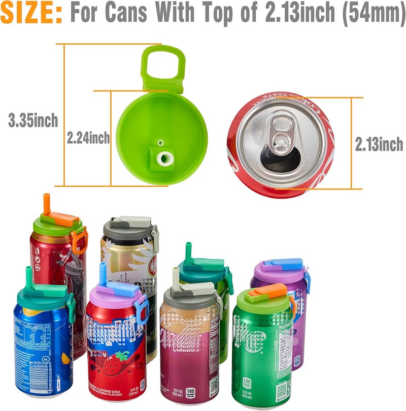DIPESI 4-pack 4 Color Soda Can Lids with straw, Soda Can Covers with Silicone straw BPA-Free Reusable For Fits standard For Canned Beverage, Beer, Juice,Seltzer. (Colour mixture) - Image 5