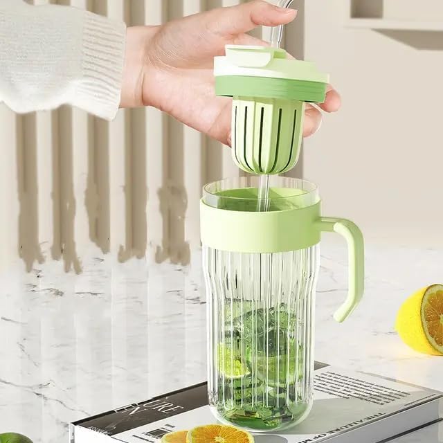 REWOF 500ml Glass Tumbler with Infuser, Lid, Handle & Straw – Reusable Travel Sipper Bottle for Hot/Cold Drinks, Juice, Tea, Coffee, Cocktail – Leakproof Cup (Pack of 1, Random Color) - Image 3