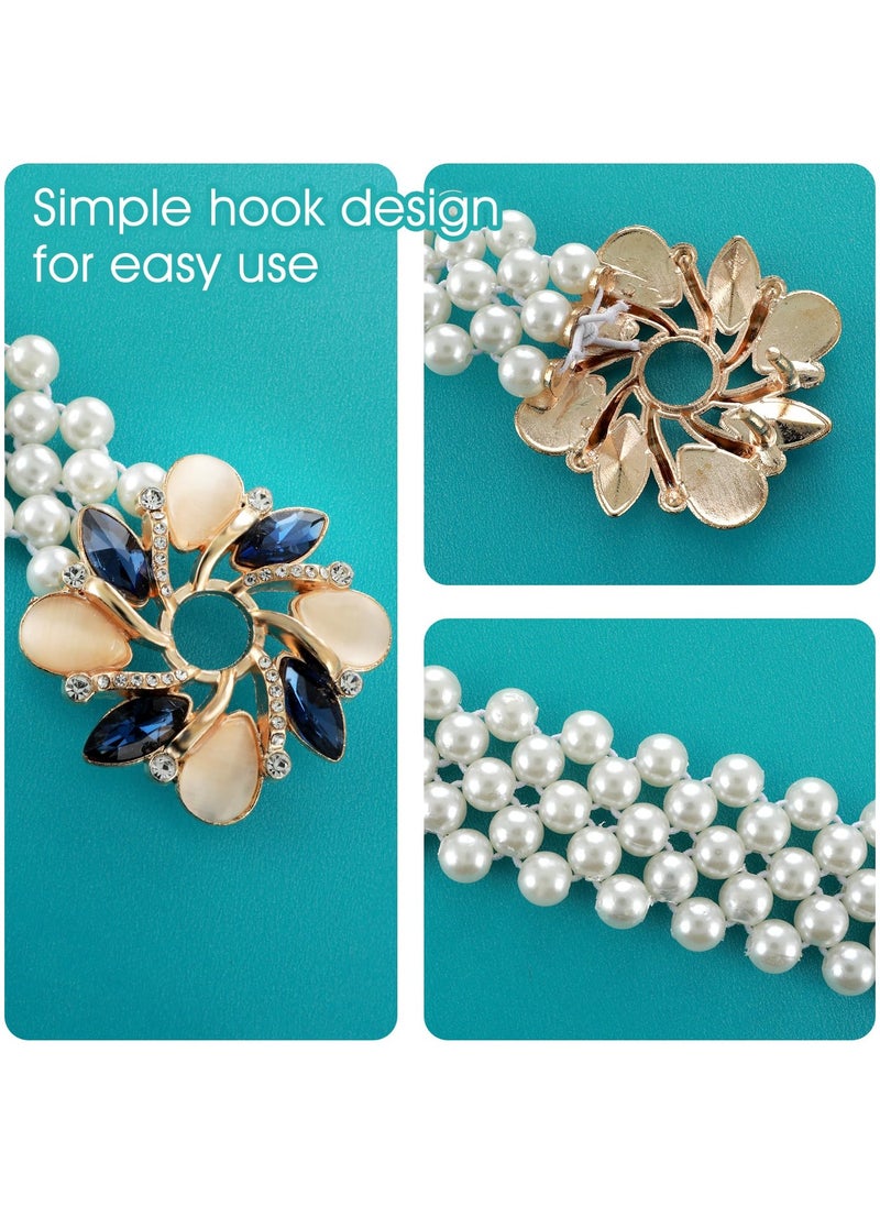 SYOSI - SYOSI Pearl Waist Belt for Women, Rhinestone and Pearl Elastic Waist Belt, Dress Belt Dress Waistband for Women and Girls - Image 1