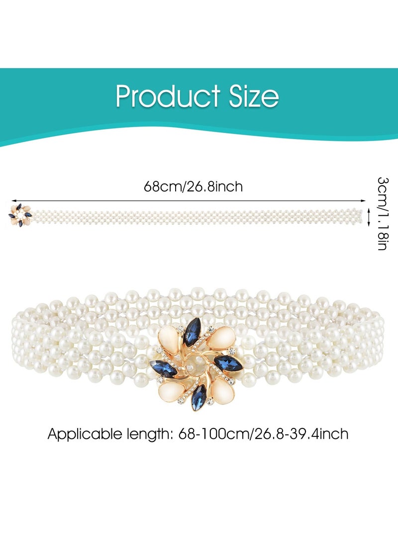 SYOSI - SYOSI Pearl Waist Belt for Women, Rhinestone and Pearl Elastic Waist Belt, Dress Belt Dress Waistband for Women and Girls - Image 1