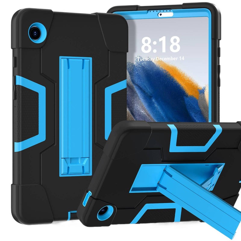 حافظة سامسونج تاب مقاومة للصدمات متوافقة مع Samsung Galaxy Tab A9 Plus / Samsung Galaxy Tab A9 باللون أسود مع غطاء حماية ووظيفة حامل وحمل يومي للتابلت مقاوم للصدمات بوظيفة حامل Sa. - ZYN - Image 1