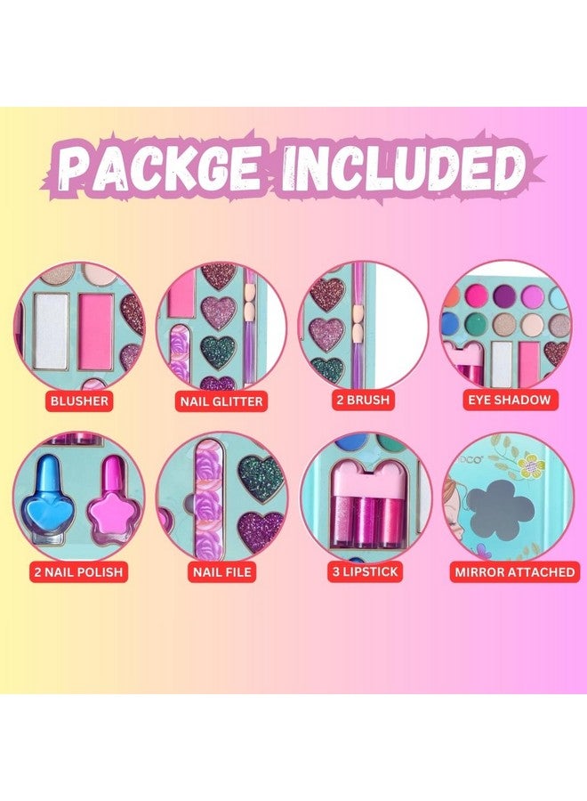 بلس بوينت مجموعة مكياج للأطفال للبنات، مجموعة مكياج قابلة للغسل للبنات، مجموعة مكياج للأطفال، ألعاب بنات مجموعة مكياج للأطفال مع حقيبة قابلة للطي هدايا عيد ميلاد للبنات من سن 4 5 6 7 8 سنوات - Image 4