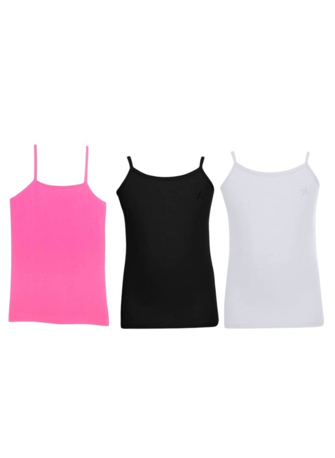 Set of 3 girls' stretchy Lycra spaghetti-strap T-shirts - TS 320