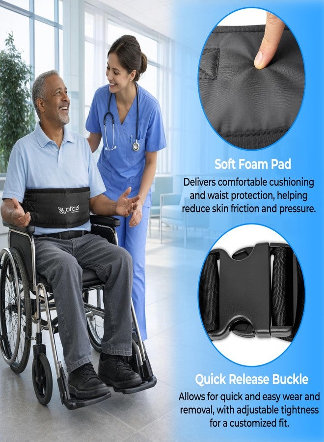 OTICA Wheelchair Safety Belt, Adjustable Length - Black Anti-Slip and Anti-Fall Wheelchair Strap Seat Belt, Extra Long Size-Suitable for Obese People (Black, Wheelchair Safety Belt With Pad) - Image 2