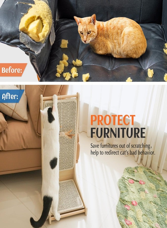 PETKARAY Cat Scratcher, Sisal Cat Scratch Pad, L Shape Scratching Board for Indoor Cats, Floor Mounted Scratcher with Mouse Toy Catnip - Image 3