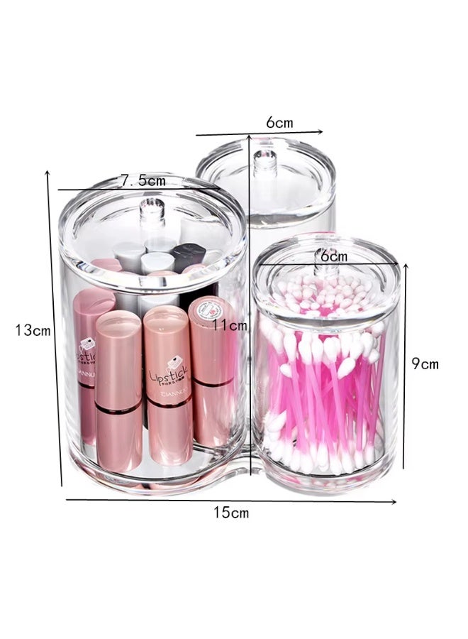 3 مساحات تخزين متصلة مصنوعة من الاكريليك بنسبة 100% لحمل البراعم والكرات - منظم مكياج لتخزين مستحضرات التجميل - ملحقات الحمام - Image 2