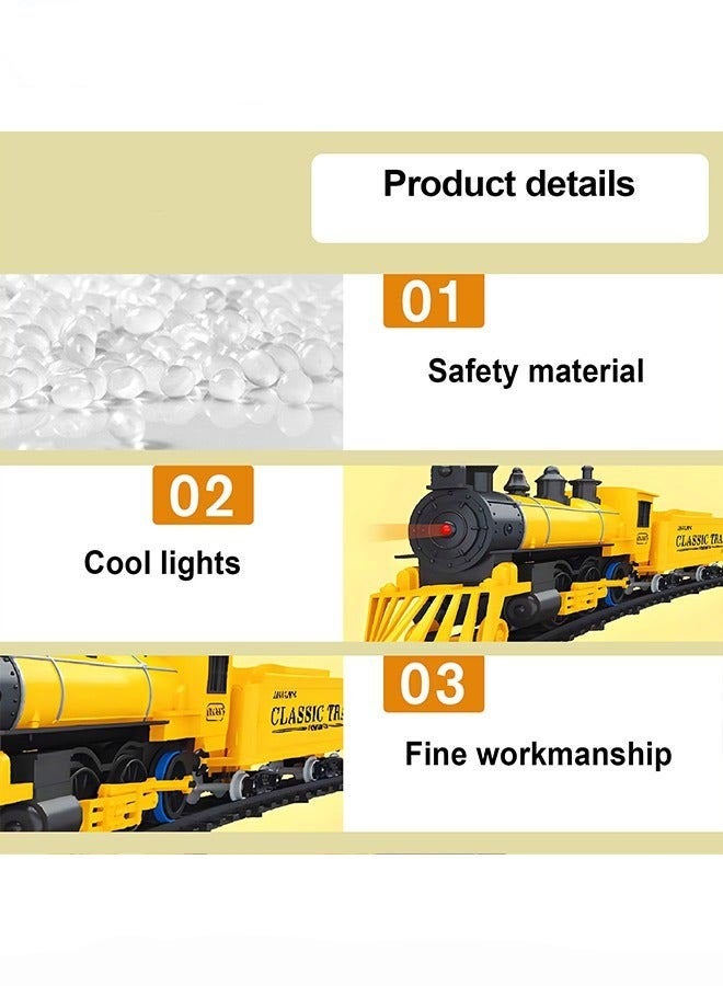 DURKU Yellow Battery-Powered Classic Electric Train Set for Kids, Featuring Engine and Cargo Car on Long Track with Sound - Perfect Toy Gift for Boys and Girls Ages 3+ - Image 5