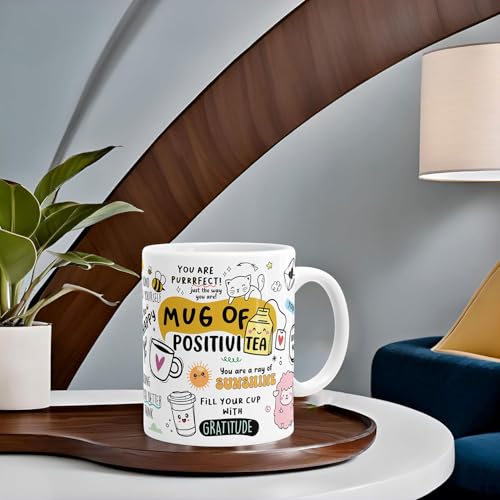 Gift Arcadia Daily Affirmation & Motivation Mug with Keychain | Ceramic White Coffee Mug Gift for Encouragement | Microwave Safe | Mugs for Coffee | for Hot & Cold Beverages | 330 ml Set of 1 - Image 3