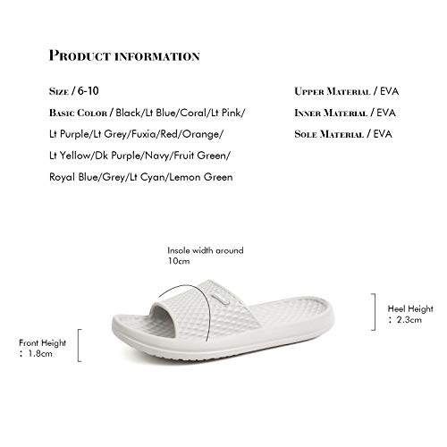 FUNKYMONKEY Women's Shower Slides - Non Slip Quick Drying Sandals for Women – Lightweight Pool Beach Bathroom Slippers Indoor Outdoor(7 M US, Lt Grey) - Image 5