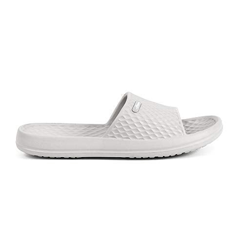 FUNKYMONKEY Women's Shower Slides - Non Slip Quick Drying Sandals for Women – Lightweight Pool Beach Bathroom Slippers Indoor Outdoor(7 M US, Lt Grey) - Image 2
