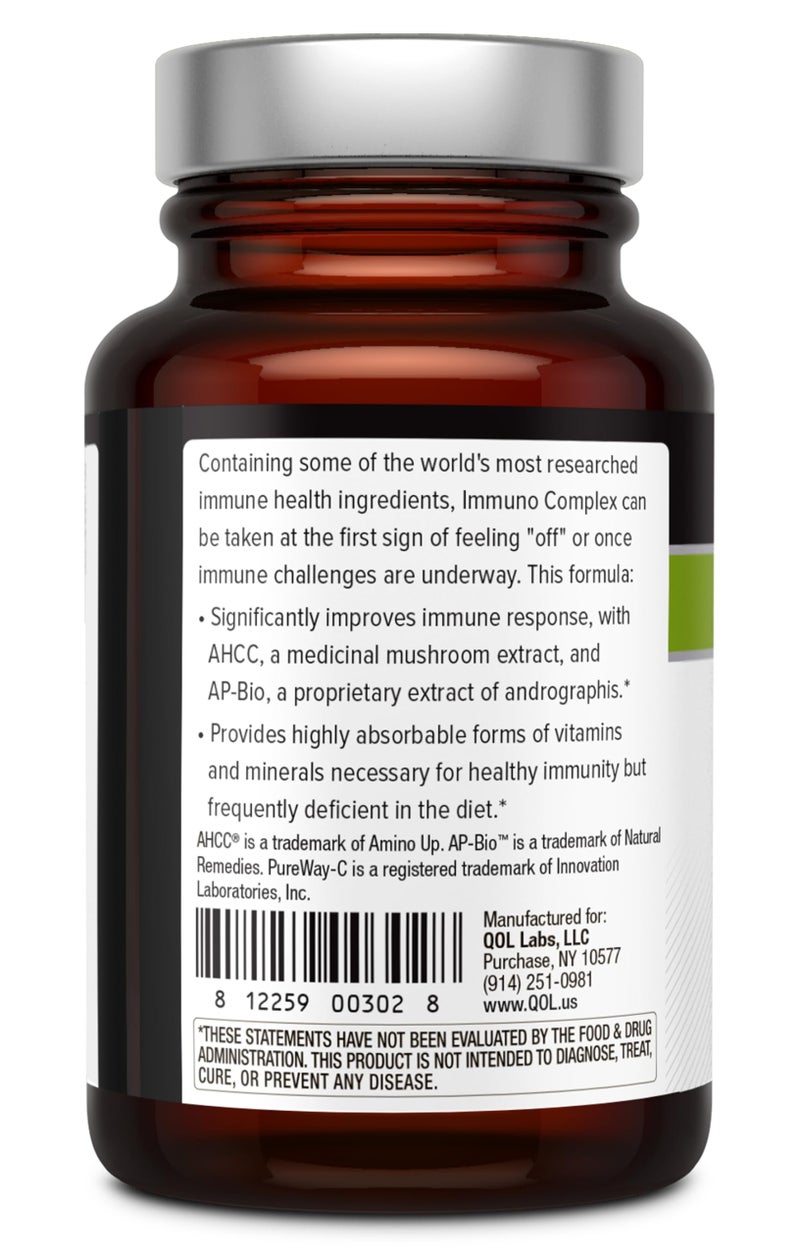 Quality of Life مجمع AHCC المتميز من جودة الحياة - ImmunoComplex يشمل مستخلص فطر AHCC، فيتامين C، فيتامين D3، النحاس، الزنك - Image 3