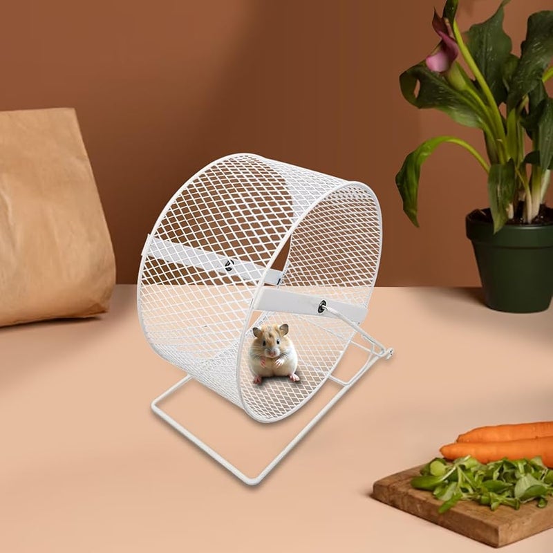 White Silent Hamster Exercise Wheel Stable Stand Small Animal Toy For Mice Gerbils - Image 4