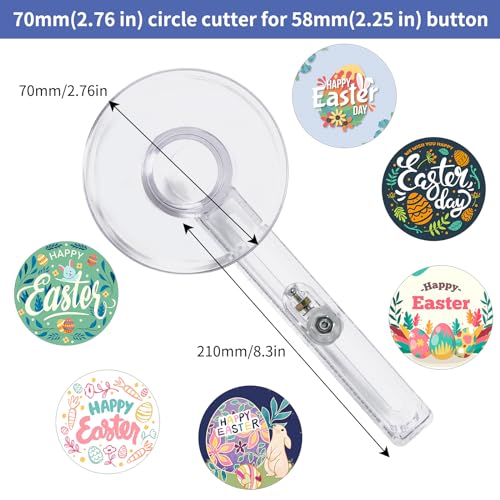 MK.Bear 58mm/2.25 Inch Clear Circle Cutter Button Maker Tools, Adjustable Multi-Size Badge Making Round Cutting Tool, Cutting Knife Photo Paper Model Circle (70-210mm) - Image 3