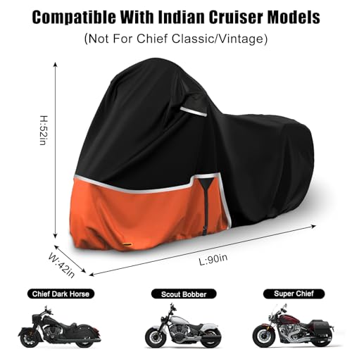 SPORTULI Waterproof Motorcycle Cover Replace for Indian ScoutScout BobberChief 420D Oxford Cloth Customized Motorcycle Cover for Snow Rain Dust Protection - Image 3
